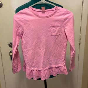 Kids OSHKOSH B’Gosh French Pink Top long sleeve w/Eyelet lace around Bottom 14